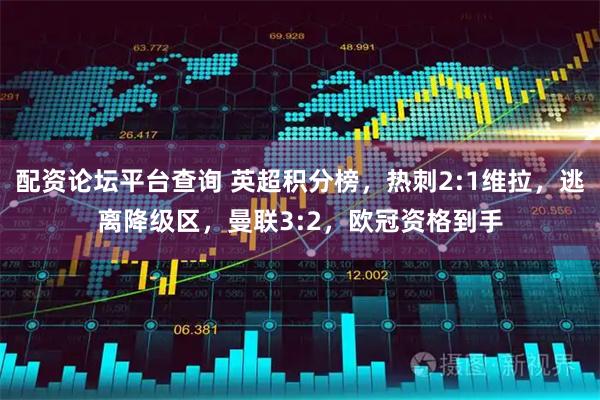 配资论坛平台查询 英超积分榜，热刺2:1维拉，逃离降级区，曼联3:2，欧冠资格到手